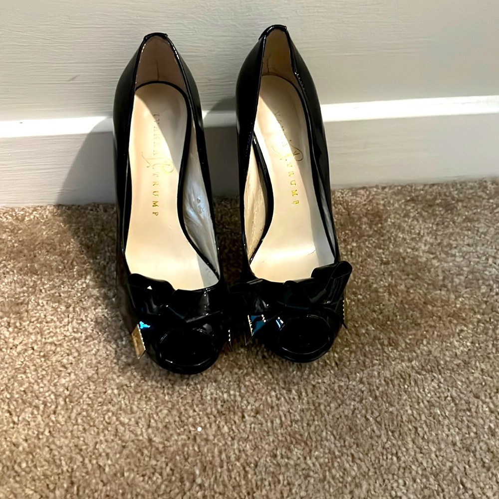 Black ivanka trump peep toe heels